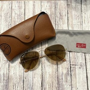 Polarized Aviator Ray-Ban Sunglasses Gold Frames